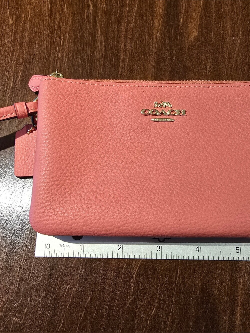 Coach NWOT Pebbled Leather Wristlet - Coral Pink